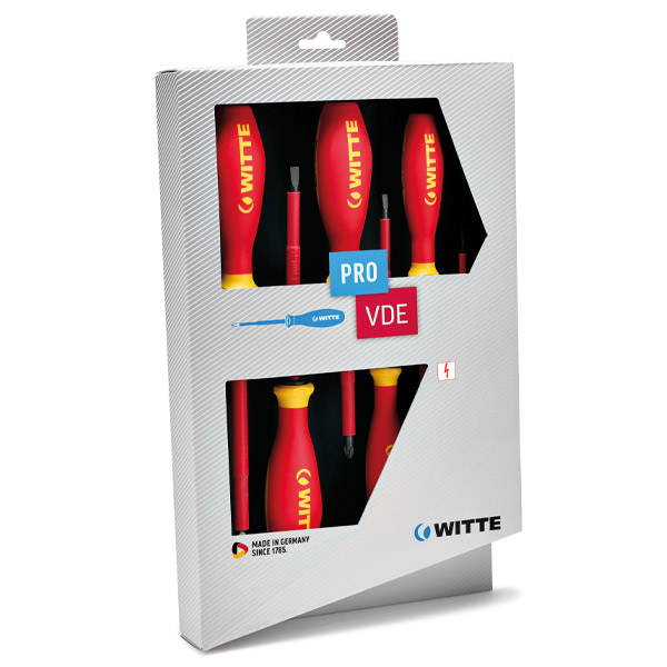 Bộ tua vít cách điện 1000V 06 chi tiết WITTE 670023 4 dẹt, 2 hoa thị