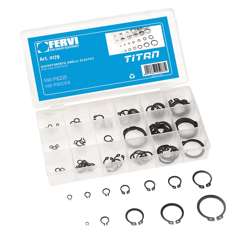 Bộ vòng phe FERVI 0179 gồm 100 chi tiết, đường kính 6-32mm