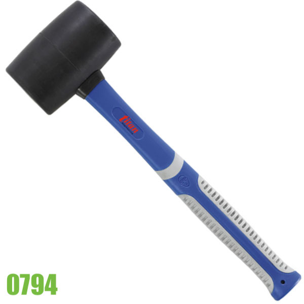 Búa cao su Ø55-58mm cán sợi thủy tinh 2 đầu tròn Fervi 0794