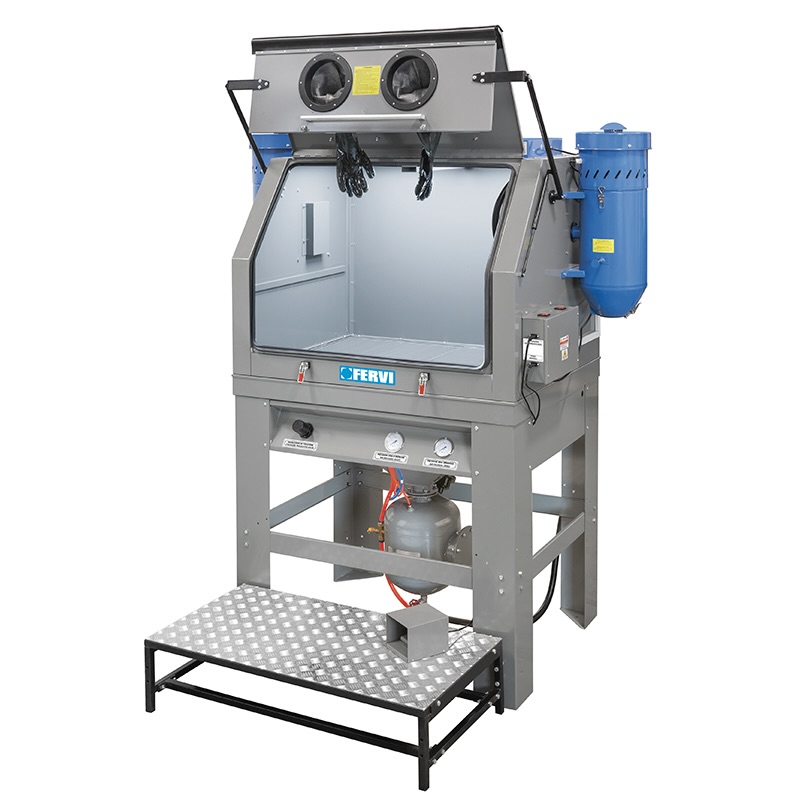 Buồng phun cát áp lực FERVI 0605 hai bộ hút bụi xử lý chi tiết nặng thumbnail 2