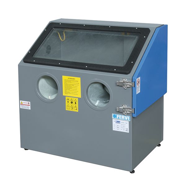 Buồng phun cát FERVI 0487 kết nối hút bụi xử lý bề mặt chi tiết