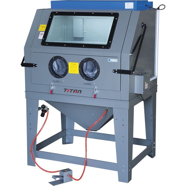 Buồng phun cát FERVI 0601 tích hợp hút bụi xử lý bề mặt chi tiết