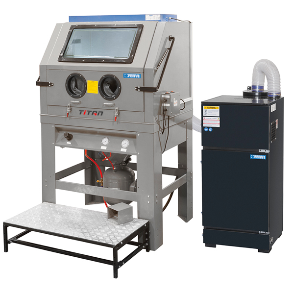 Buồng phun cát áp lực FERVI 0615 tủ kín có hút cyclone lọc HEPA