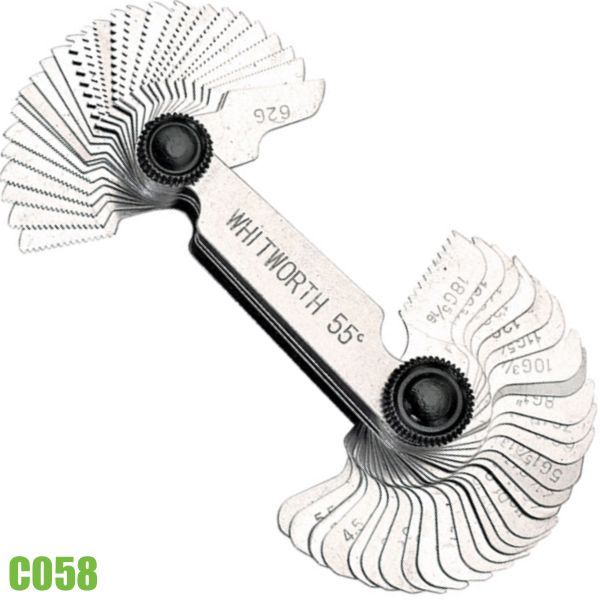 Bộ dưỡng đo ren 58 lá FERVI C058, chuyên dụng đo bước ren