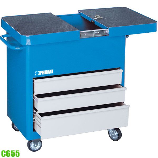 Tủ dụng cụ 3 ngăn C655, có mặt bàn đóng mở được FERVI - Italia