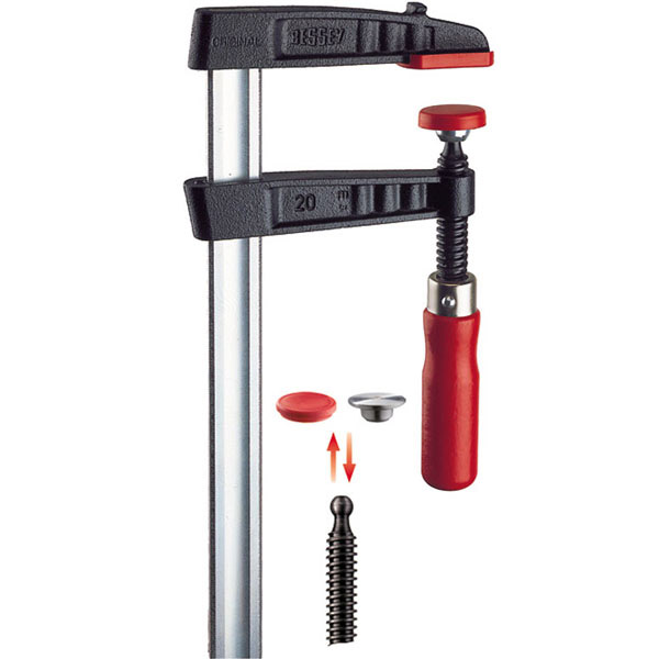 Cảo kẹp gỗ chữ F độ mở 100mm, tay vặn gỗ