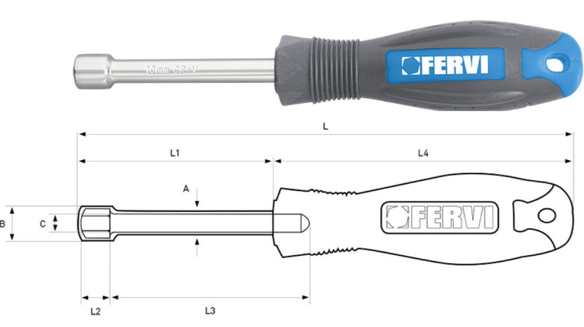 CB01 tua vít đầu tuýp tay cầm nhựa đúc FERVI