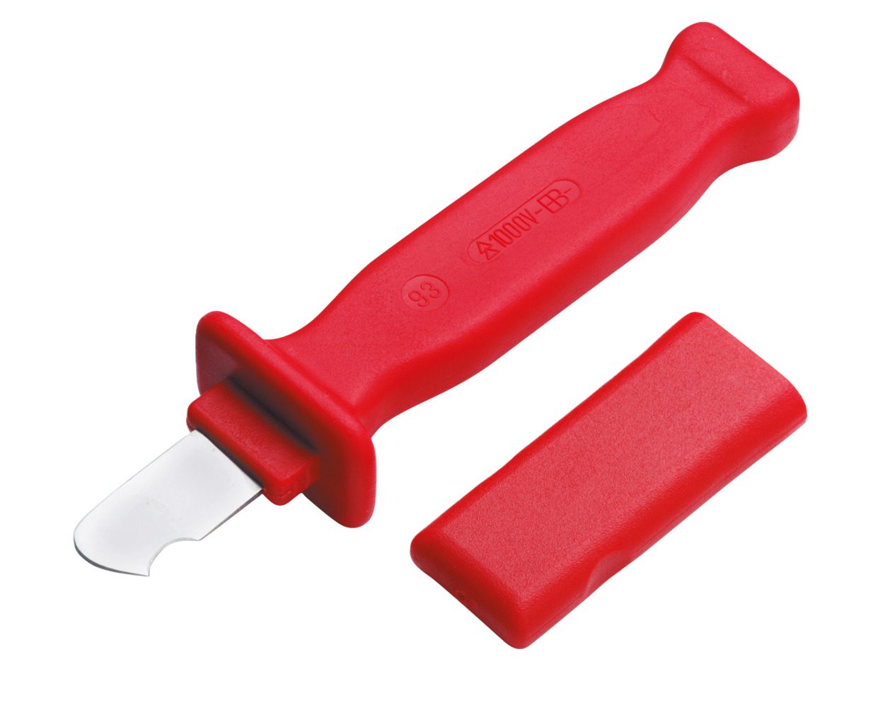 Dao cắt cáp 1.000 V VDE với lưỡi cắt hình móc, chiều dài lưỡi 35 mm