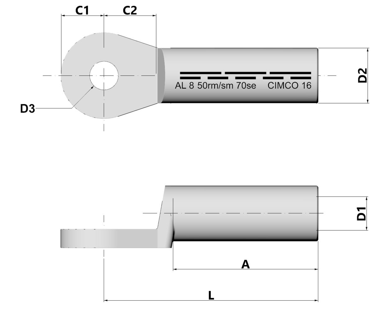 Đầu cáp nhôm, DIN 46329, 240 mm², M20 thumbnail 2