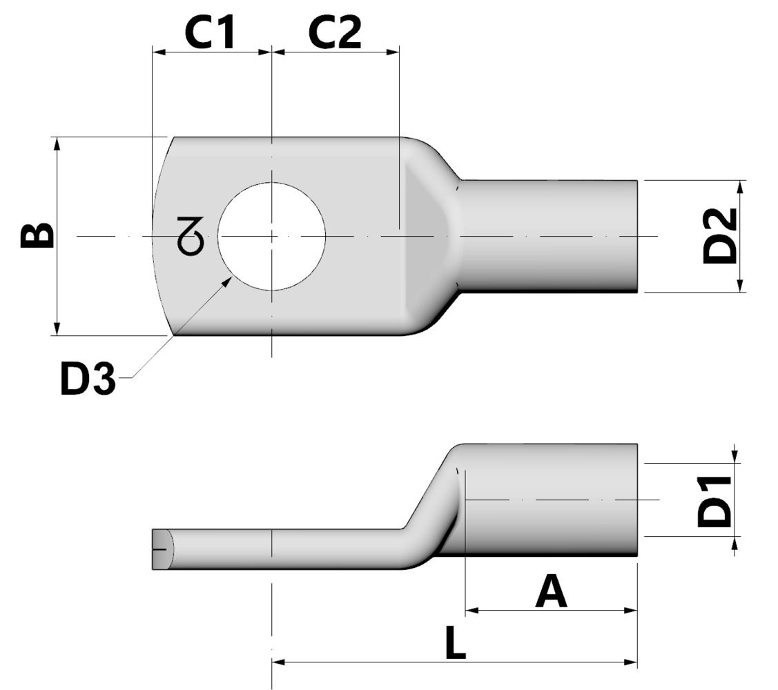 Đầu cáp ống Cu, dạng vòng, 120 mm², M8 thumbnail 2