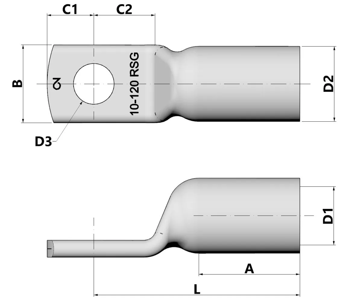 Tube cable lug for switchgear connections Cu, 25 mm², M6 thumbnail 2