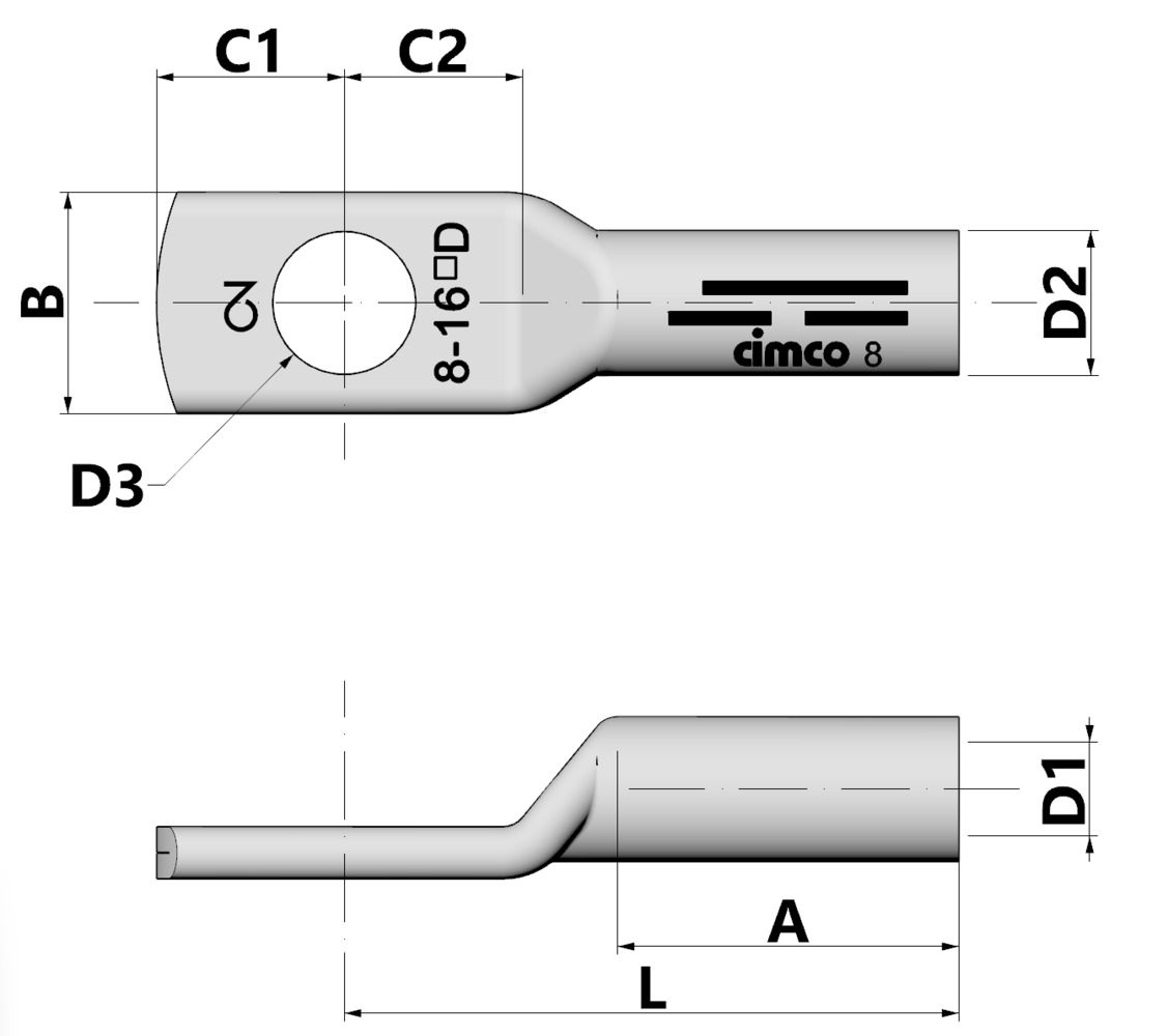 Đầu nối cáp ép Cu, DIN 46235, 185 mm², M14 thumbnail 2