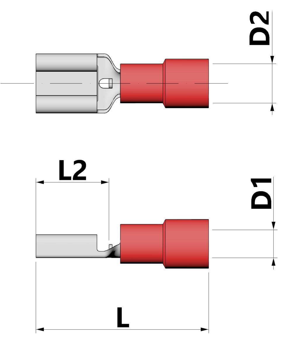 Đầu tiếp xúc lưỡi cách điện, tiết diện 0.5 - 1 mm², kích thước phích cắm 6.3 x 0.8 mm thumbnail 2