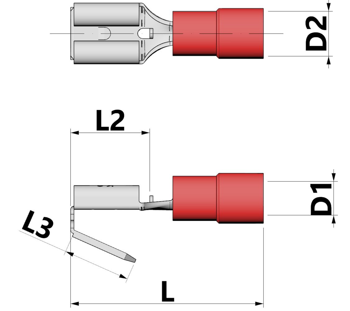 Đầu tiếp xúc lưỡi cách điện có nhánh, tiết diện/kích thước phích cắm 4 - 6 mm²/ 6.3 x 0.8 mm thumbnail 2