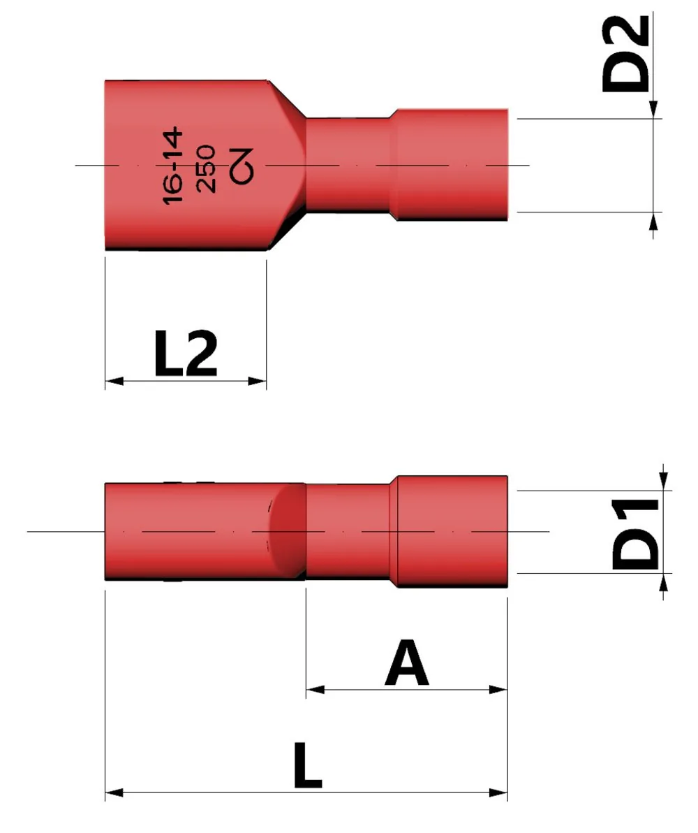 Flat receptacle, fully insulated, 0.5 - 1 mm², plug dimension 6.3 x 0.8 mm thumbnail 2