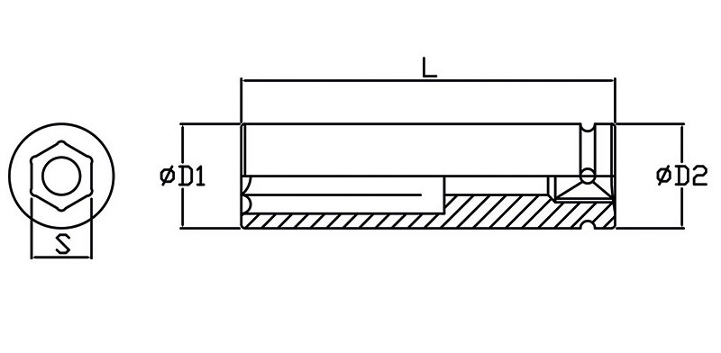 Bản vẽ kích thước đầu tuýp đen 1/2 inch vuông FERVI