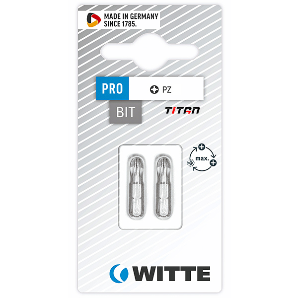 Vỉ 2 mũi văn vít hoa thị PZ WITTE 2671, dài 25mm, chuôi lục lăng