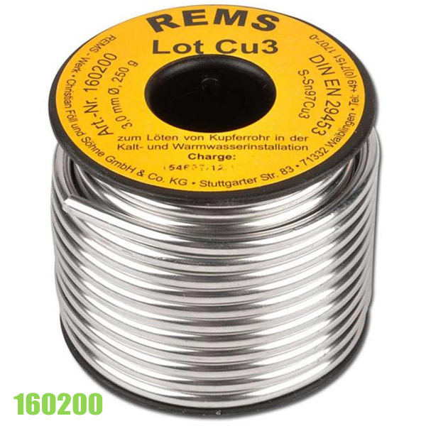 Cuộn dây thiếc REMS Lot Cu 3, hàn ống đồng 250g