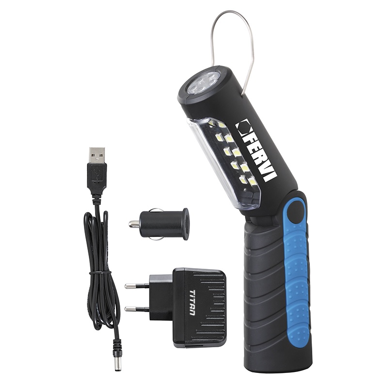 Đèn pin sạc FERVI 0597, gồm 8 SMD+5 LED, 3.7 V 1800mAh