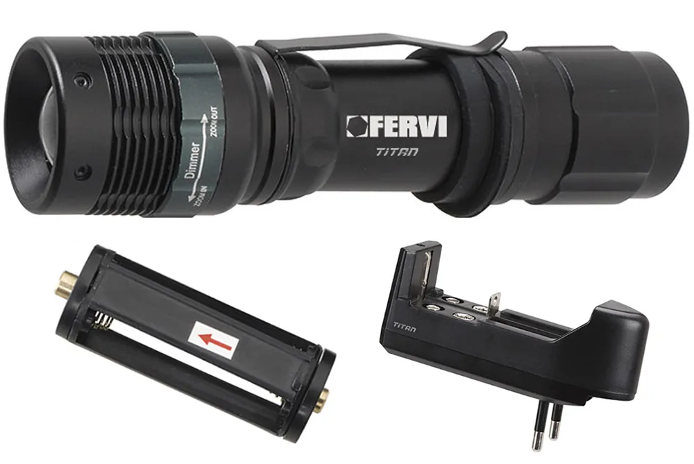 Đèn pin siêu sáng FERVI 0338, loại mini cầm tay kiểu ống nhòm