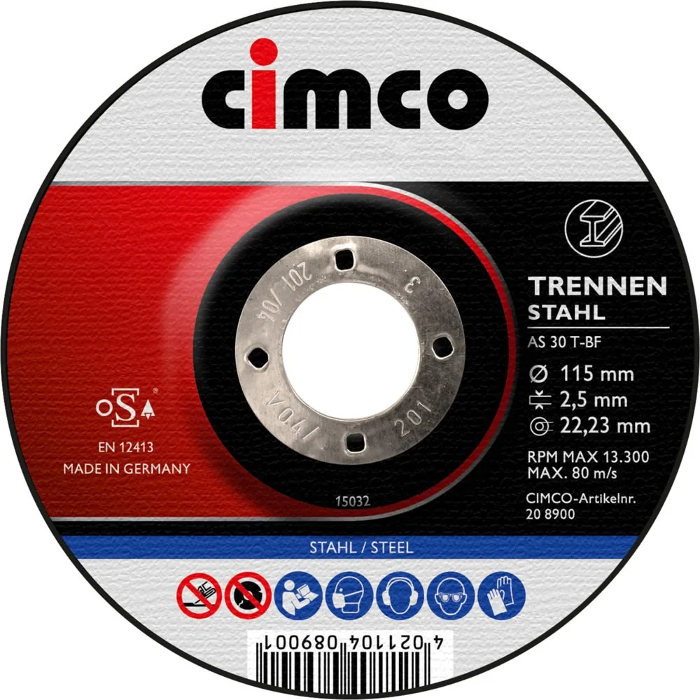 Đĩa cắt corundum CIMCO cho thép, Ø115 đến Ø230 mm