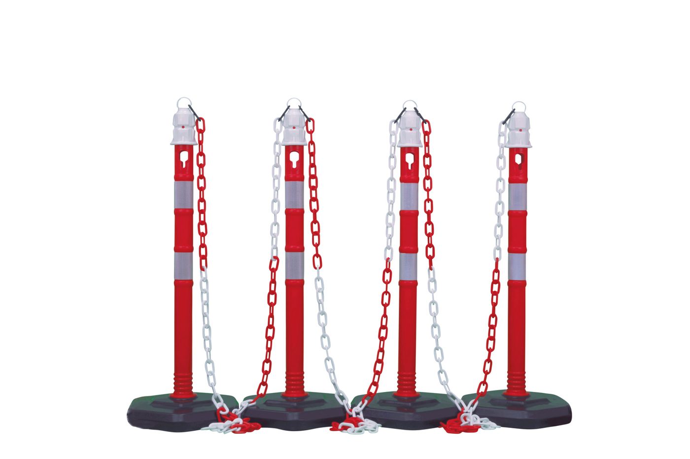 Giá đỡ dây nhựa, phản quang đỏ-trắng, 4 cột