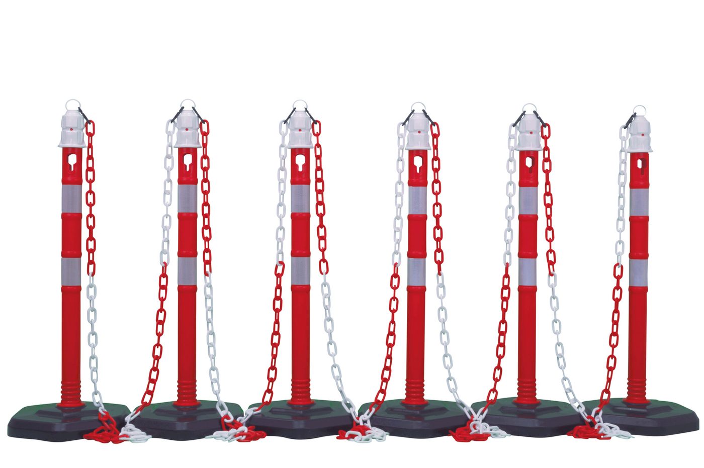 Giá đỡ dây nhựa, phản quang đỏ-trắng, 6 cột