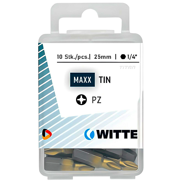 Hộp 10 mũi vặn vít hoa thị PZ WITTE 42734, thân lục giác 6.3mm