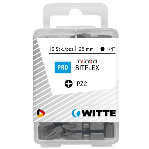 Hộp 15 mũi vặn vít bake PH 2, phủ TiN, dài 25mm chuôi lục giác 1/4mm
