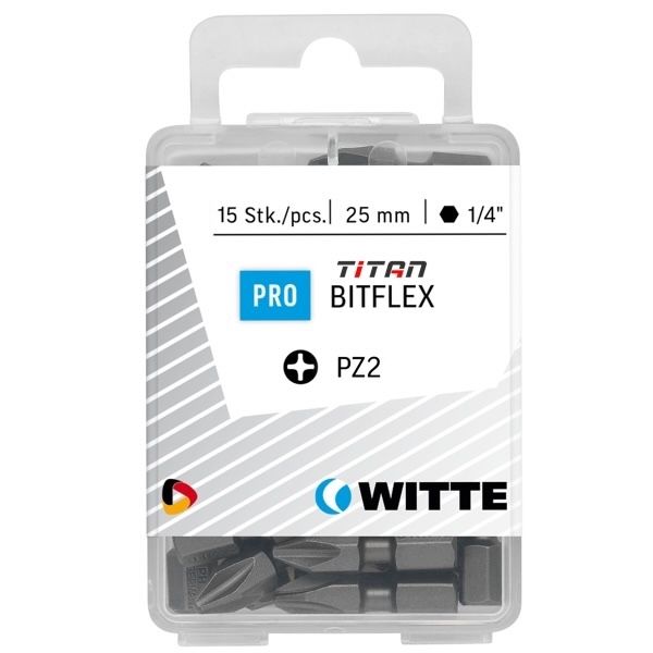 Hộp 15 mũi vặn vít bake PH 2, phủ TiN, dài 25mm chuôi lục giác 1/4mm