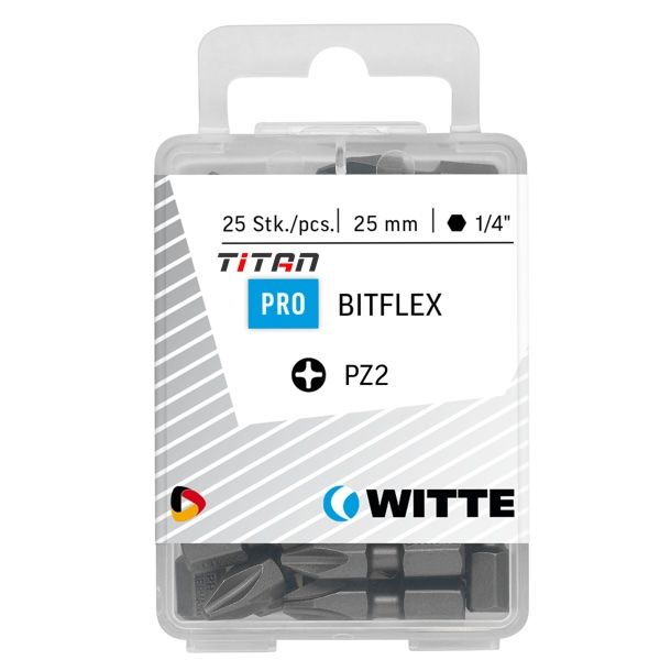 Hộp 25 mũi vặn vít hoa thị PZ 2, dài 25mm, gốc lục lăng 6.3mm