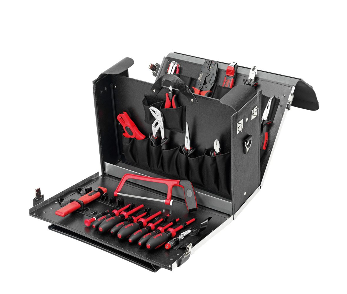 Hộp dụng cụ da "Elektro", trang bị đầy đủ