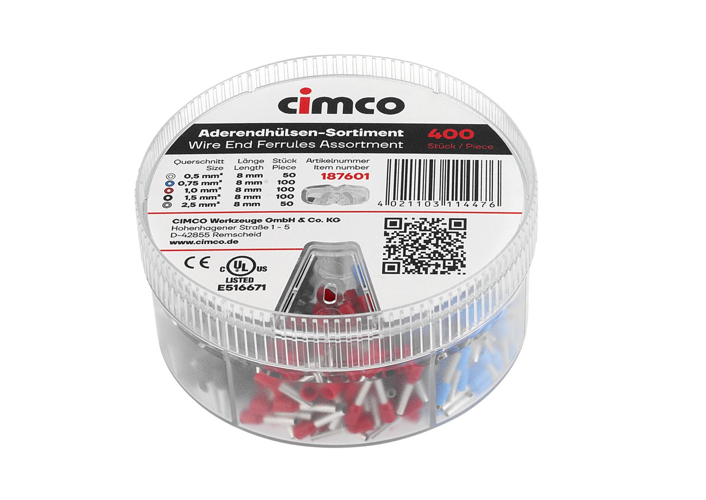 Hộp kẹp ferrule đầu dây, iso FR1