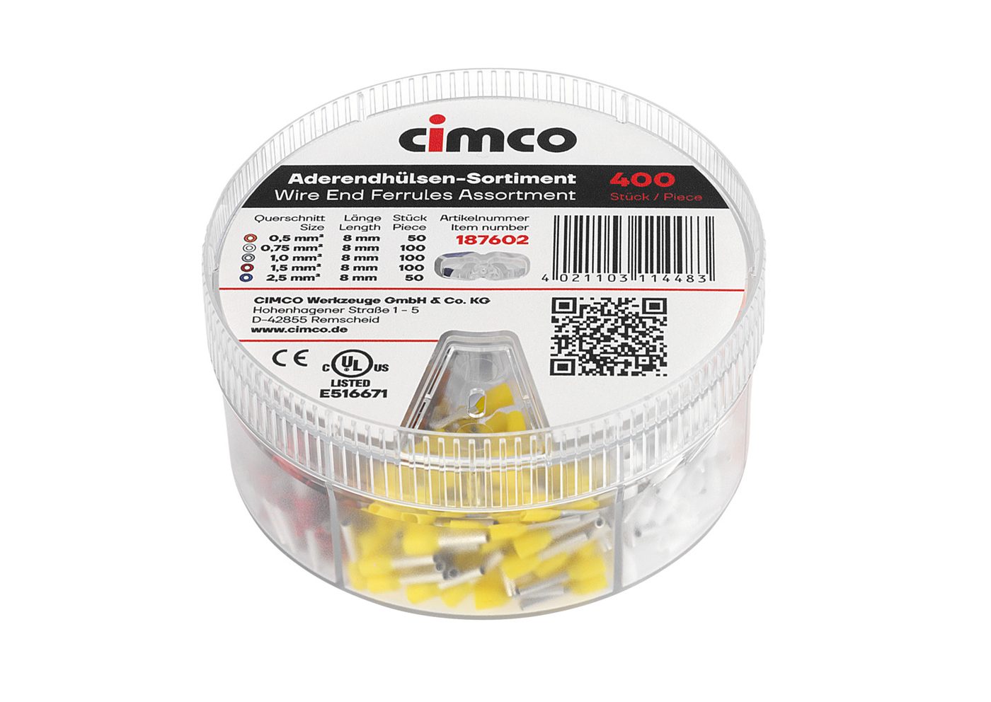 Hộp kẹp ferrule đầu dây, iso FR2