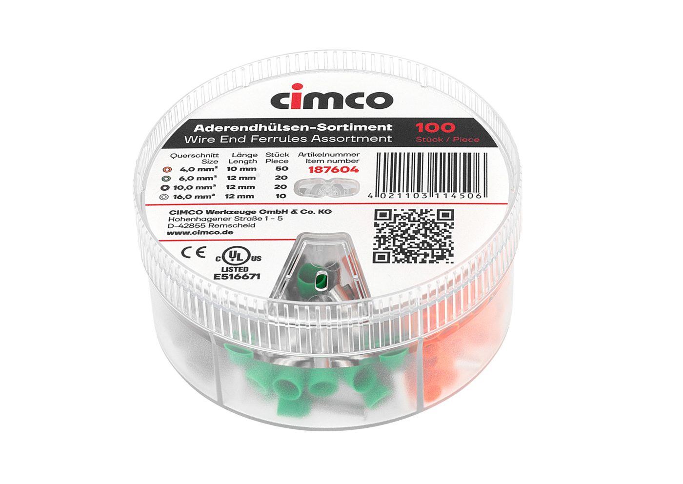 Hộp kẹp ferrule đầu dây, iso FR1