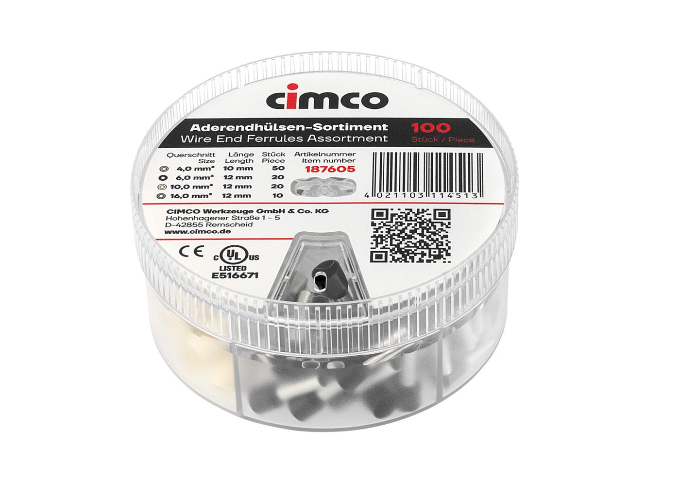 Hộp kẹp ferrule đầu dây, iso FR2