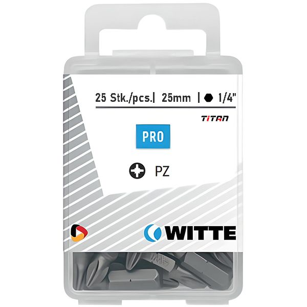 Hộp mũi vặn vít hoa thị PZ WITTE 42704, dài 25mm thân lục lăng