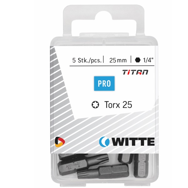 Hộp 5 mũi vặn vít đầu sao TORX, dài 25mm, chuôi 6.3mm