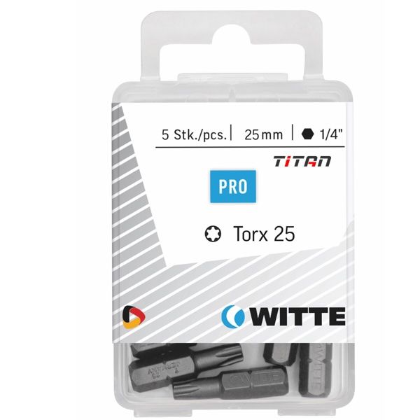 Hộp 5 mũi vặn vít đầu sao TORX, dài 25mm, chuôi 6.3mm