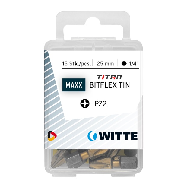 Hộp 15 mũi vặn vít hoa thị PZ 2, dài 25mm, chuôi lục lăng 6.3mm