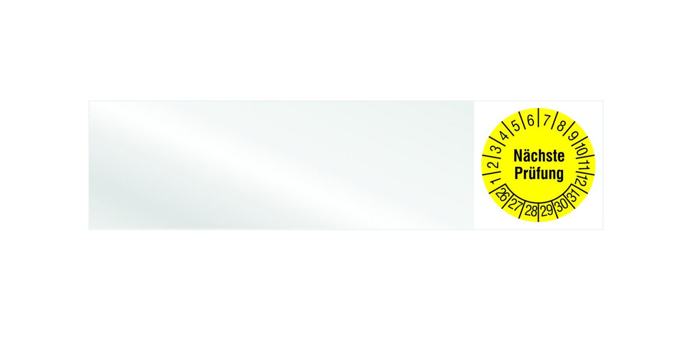 Huy hiệu kiểm tra cáp "Kiểm tra tiếp theo" - màu vàng, màng vinyl