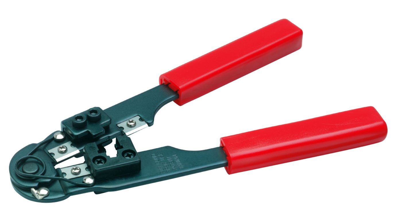 Economy crimping pliers for 8-pin RJ 45 western plugs