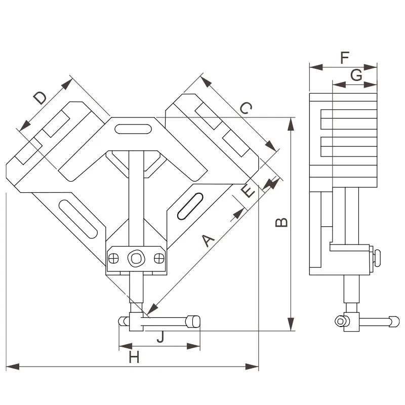 Ê tô hàn góc vuông FERVI 0205-120, thân gang, kẹp 110 + 110 mm thumbnail 2