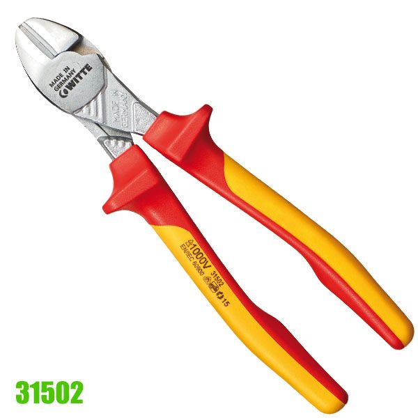 Kìm cắt cạnh 31502, dài 180mm cách điện 1000V heavy duty WITTE