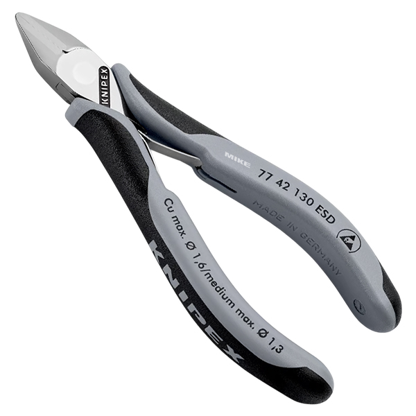 Kìm cắt chống tĩnh điện, đầu tròn, lưỡi vát nhẹ, dài 130mm