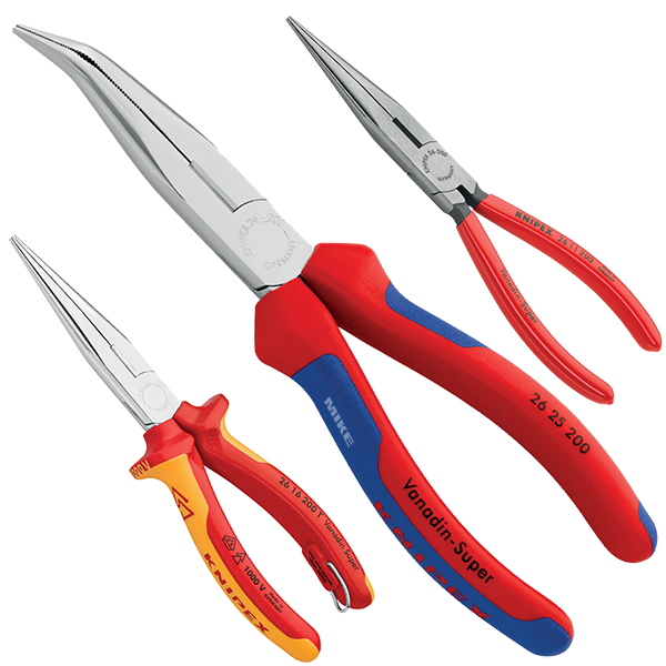 Kìm mỏ nhọn đầu thẳng 200mm, mũi bán nguyệt, cán bọc VDE 2K, mạ chrome