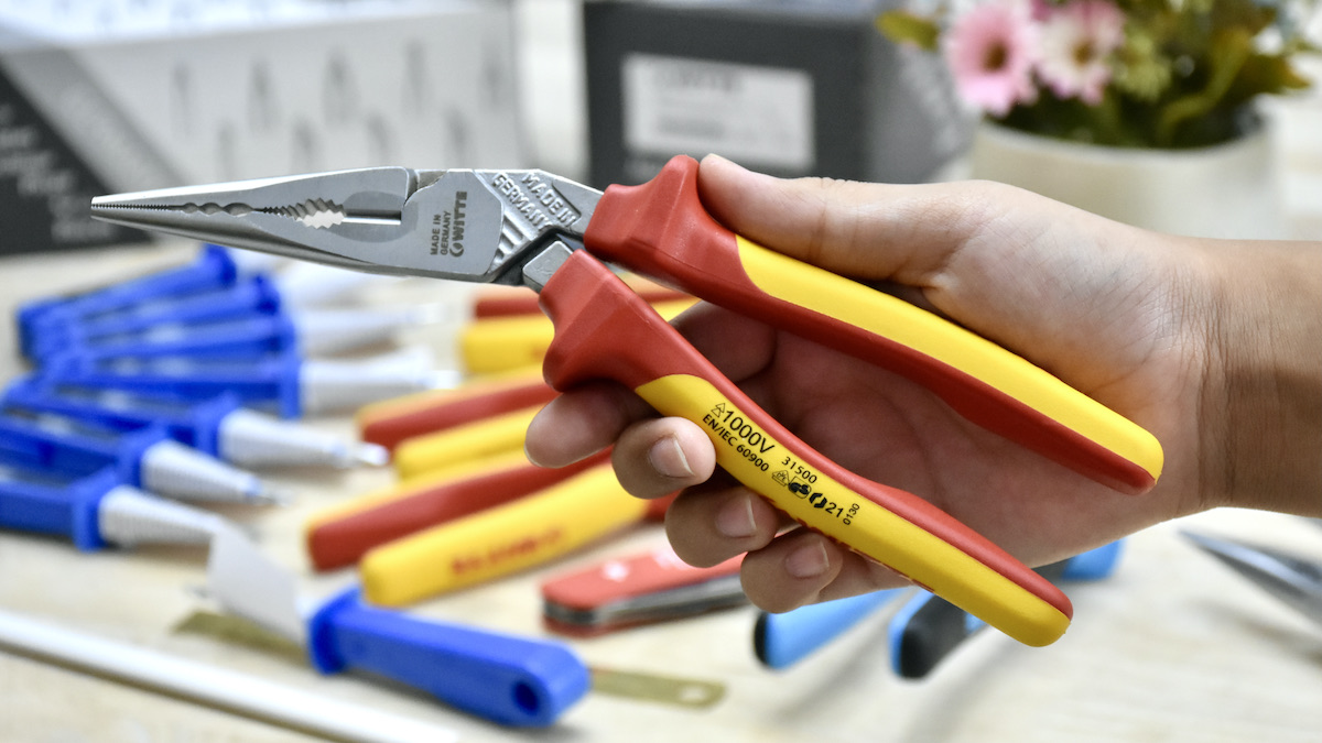 Kềm mỏ nhọn mũi cong cán cách điện VDE 1000V WITTE Germany