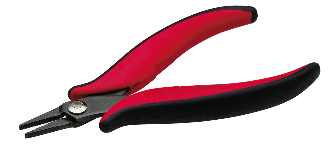 Kìm mũi phẳng điện tử, hàm thẳng, răng cưa rộng 3 mm