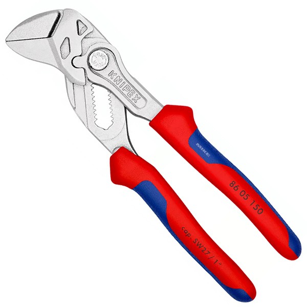 Kìm mỏ lết 6 inch KNIPEX 86 05 150, cán đa màu, mạ phủ chrome
