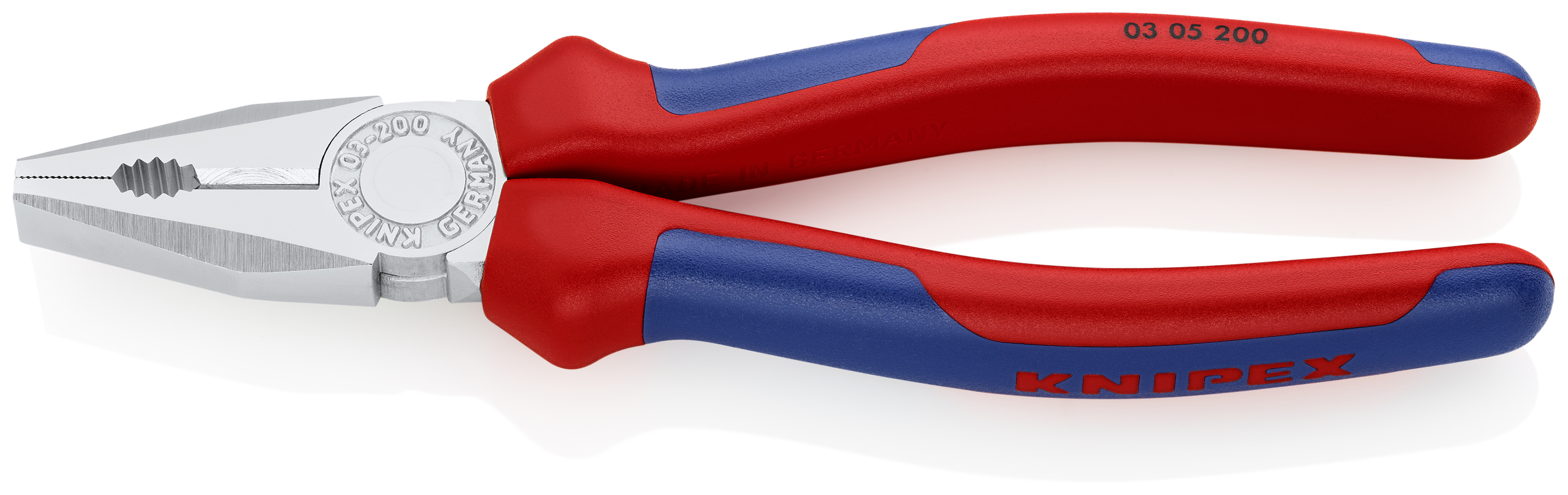 KNIPEX 03 05 200 Combination Pliers 200 mm chrome-plated with comfort handles chrome-plated